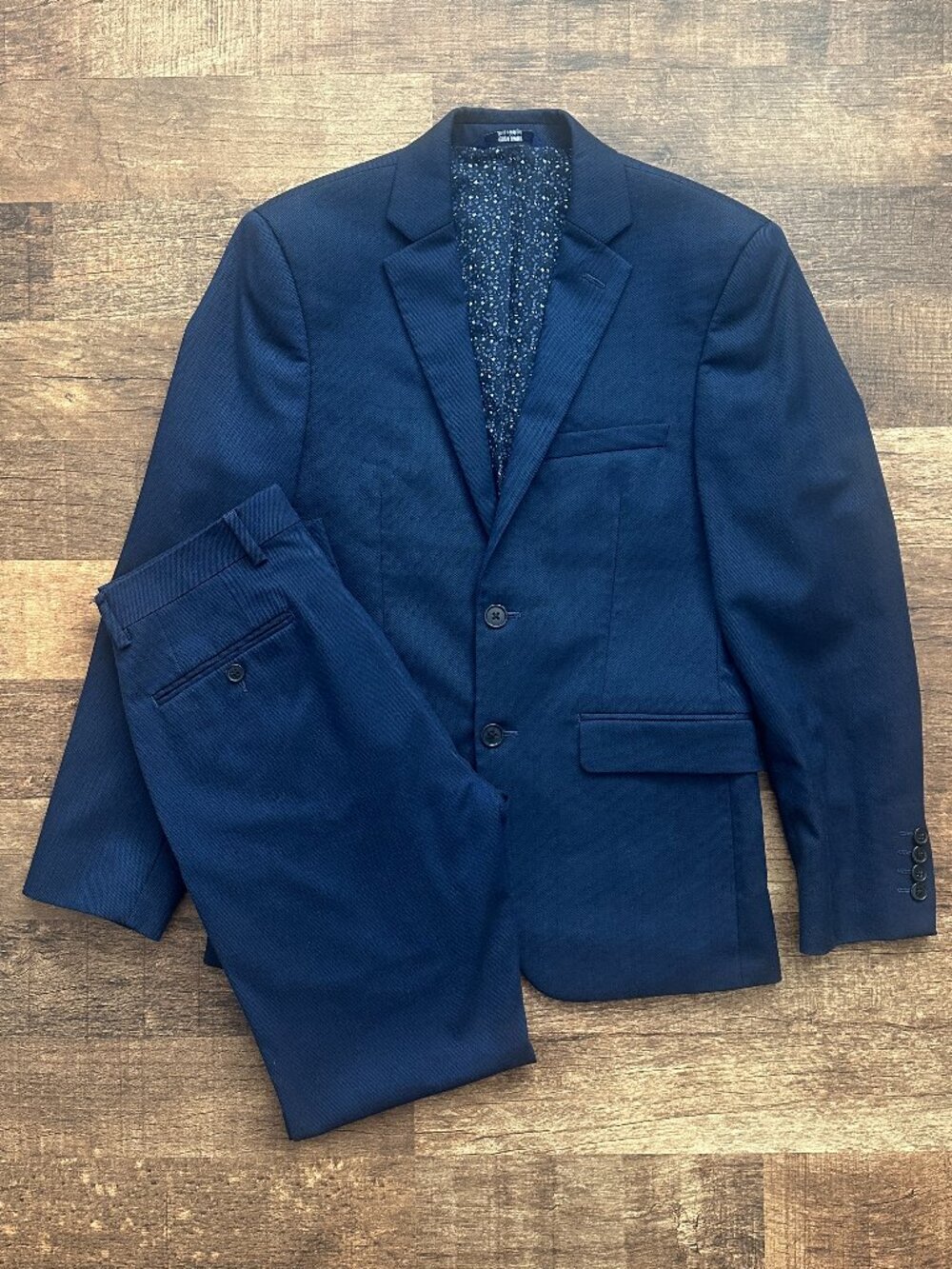 ⭐APT 9 PREMIER FLEX EXTRA SLIM SUIT In Blue Texture, Jacket 36S / Pants 29/30⭐